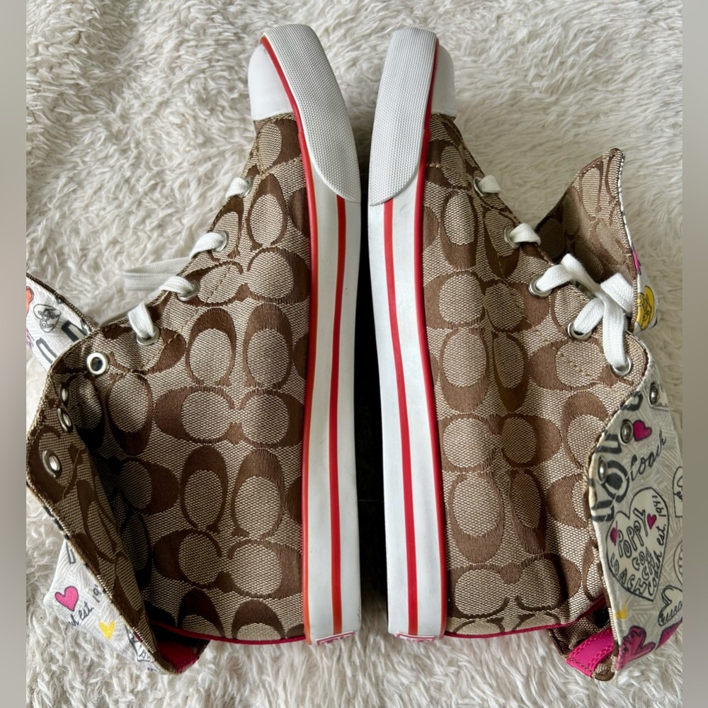 Coach Bonney Sneakers Womens Logo Fold Colorful High Tops Shoes Size 10 B - Picture 5 of 9
